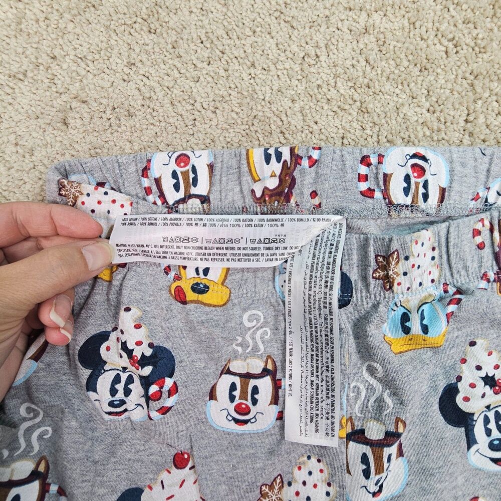 Disney Mickey & Friends Christmas Pajama Set Women S Gray Hot Cocoa Holiday - Picture 7 of 10